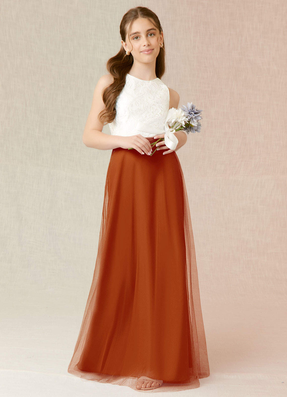 Azazie Albertine Junior Bridesmaid Dress in Paprika | Azazie DE