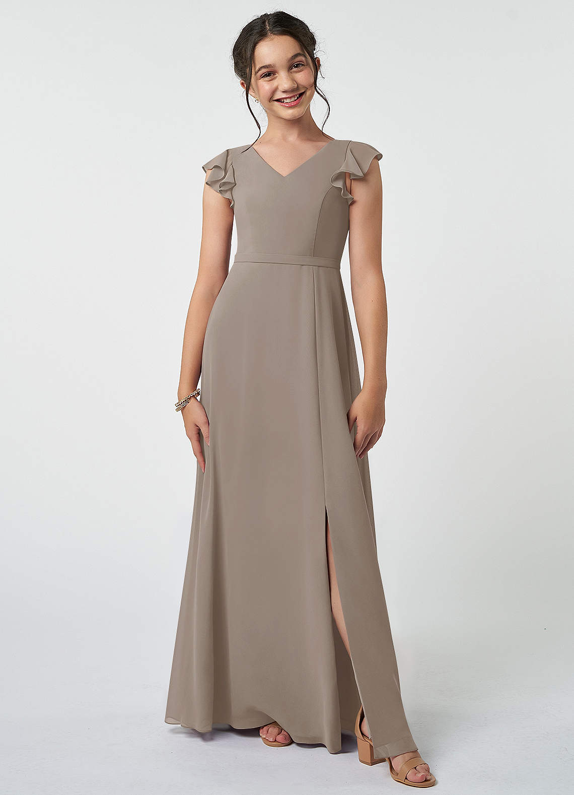 Azazie taupe 2024 bridesmaid dress