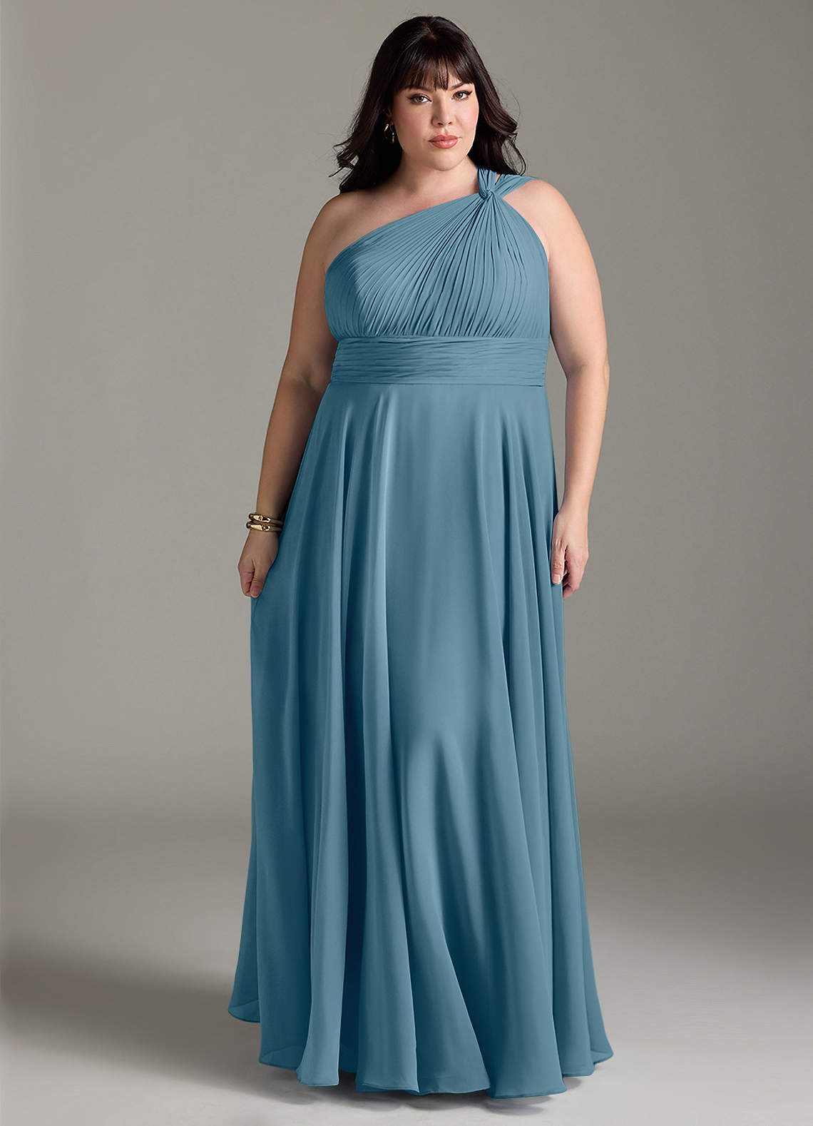 Azazie Charlize Bridesmaid Dresses Bermuda A-Line One Shoulder Chiffon Dress image1