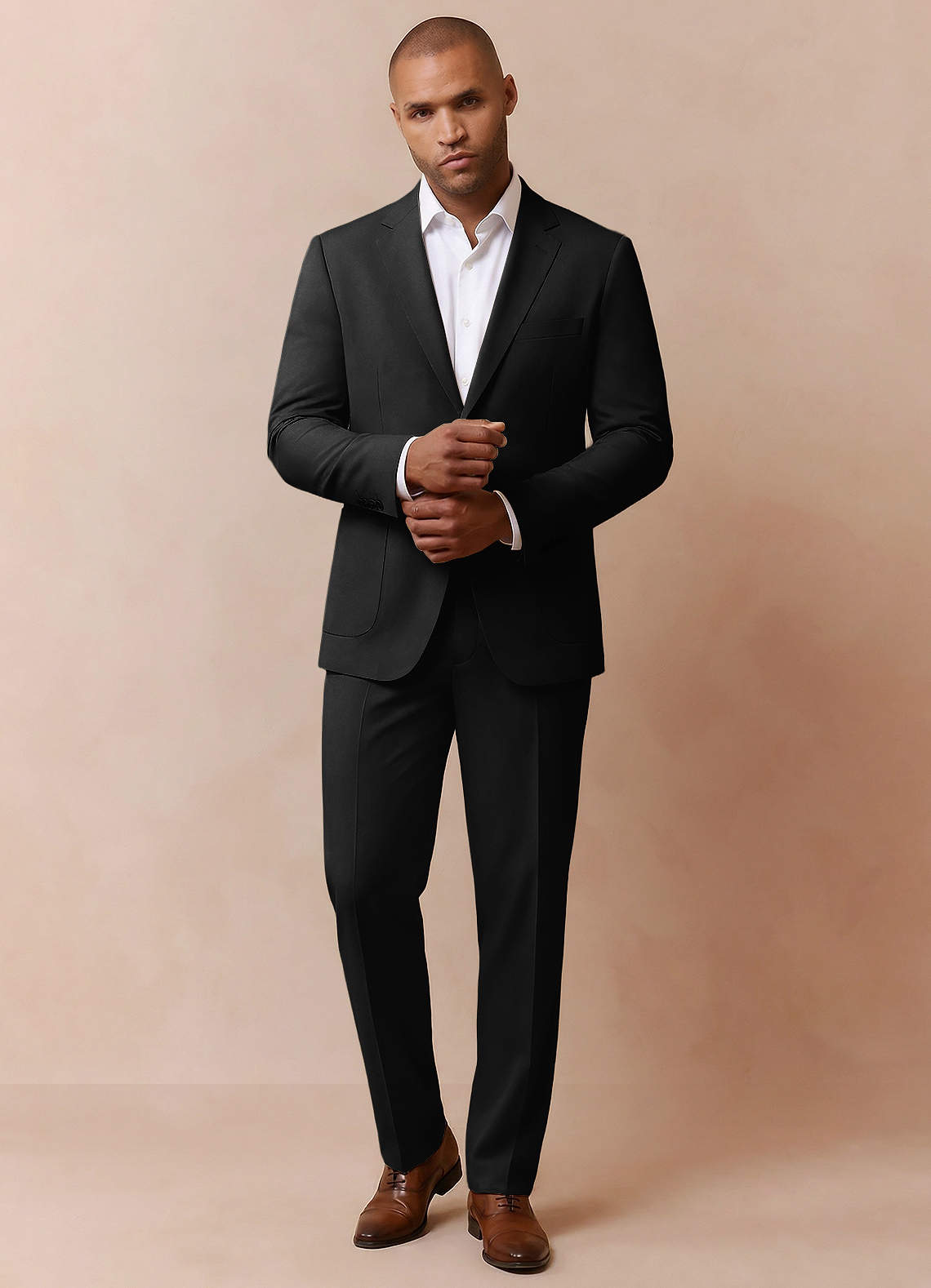 front Owen Black Lightweight Tailored Suit Jacket