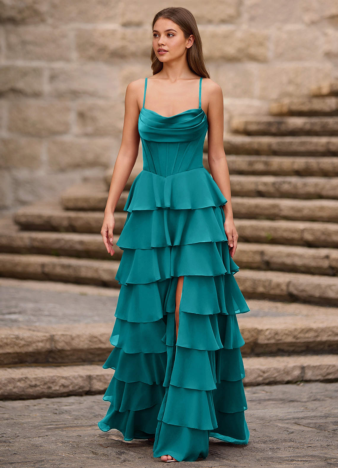 Rhythm Pfau A-Linien-Ballkleid mit Rüschen image1