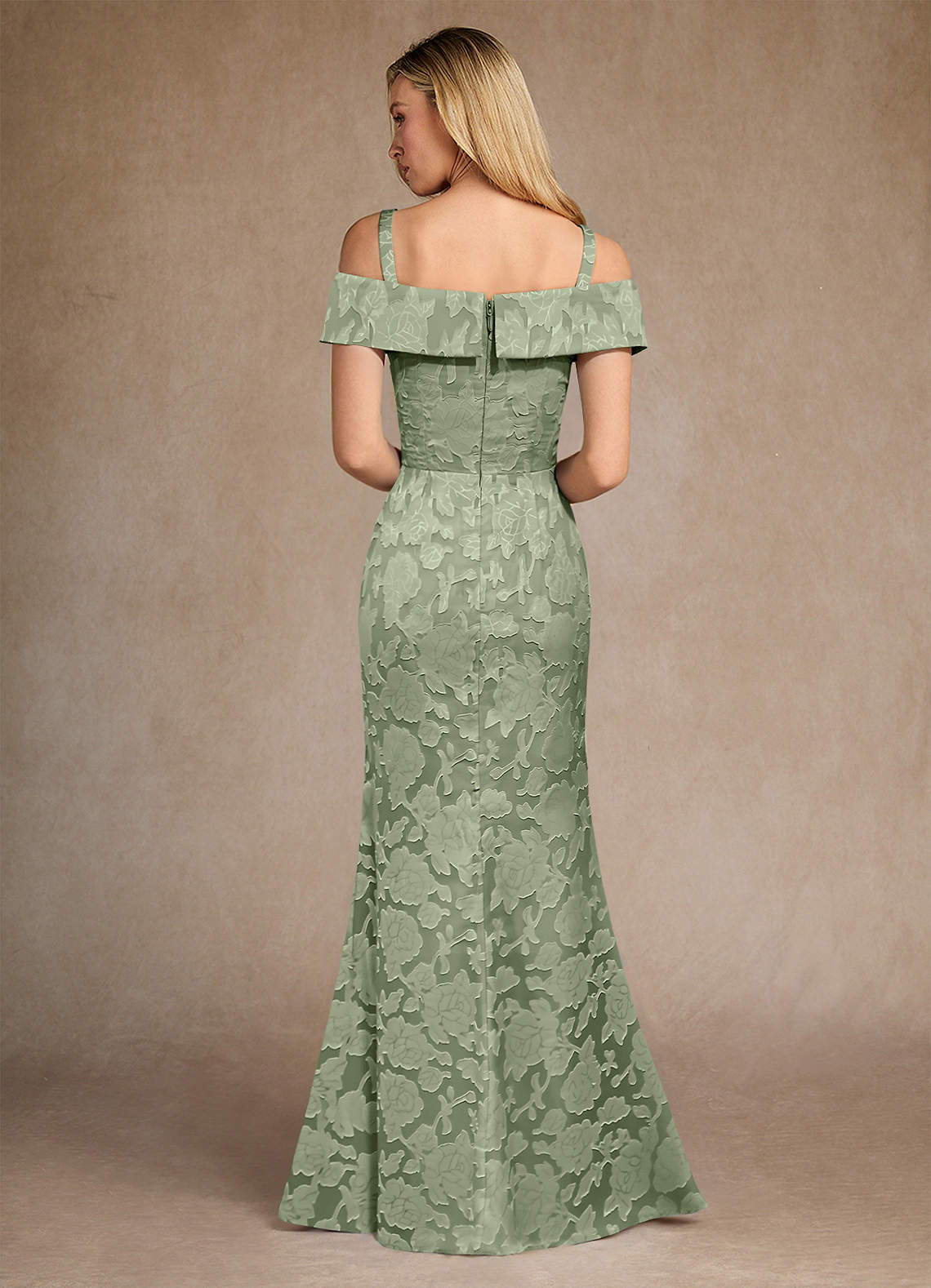 Azazie Canton vestidos de madre de la novia Vestido de Salvia Polvorienta de Devorado Floral de Sirena con Vestidos sin tirantes image3