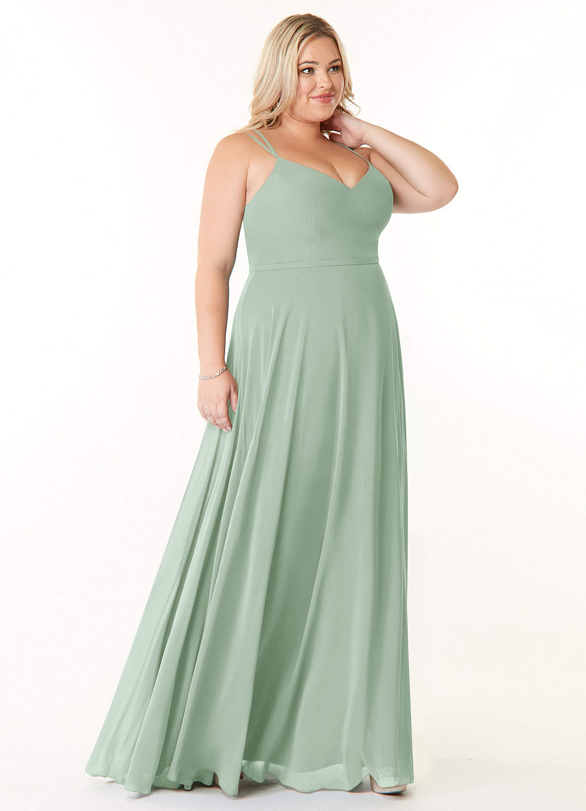 janey chiffon a line dress Chiffon Two Pieces Long Sleeves Lace Wedding Dress PW330