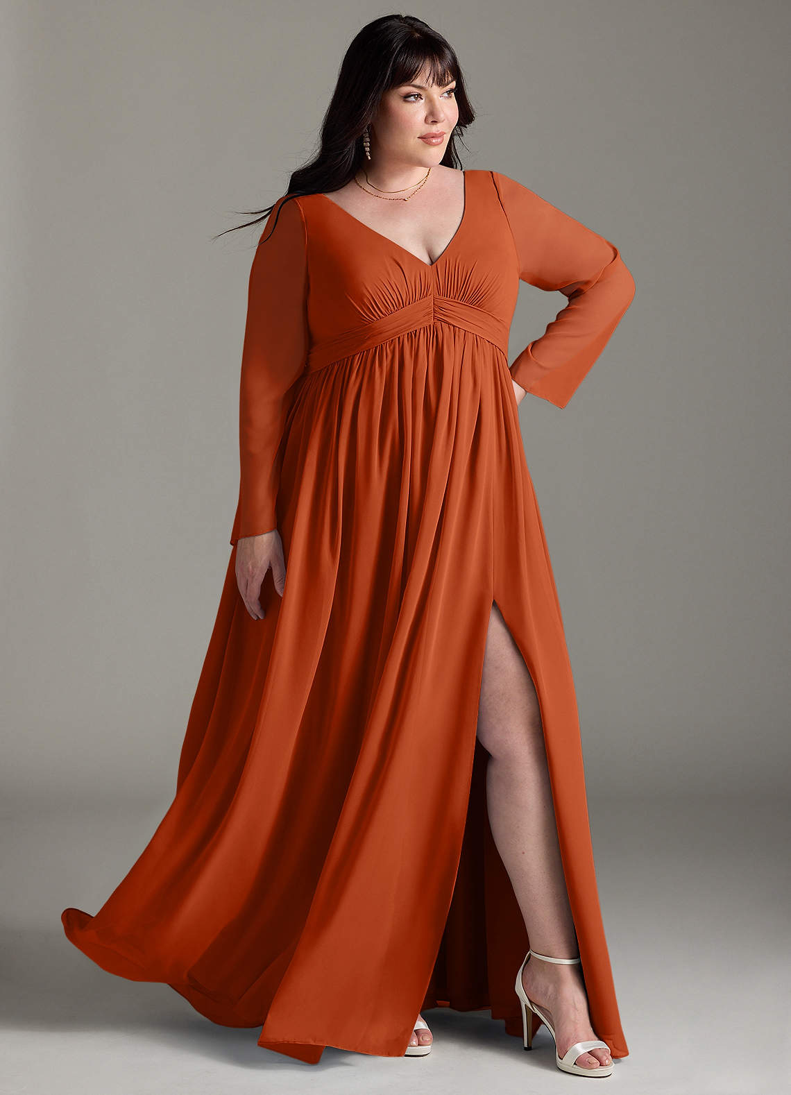 orange plus size formal dresses Plus Size Prom Dresses 3D Flowers Sleeved