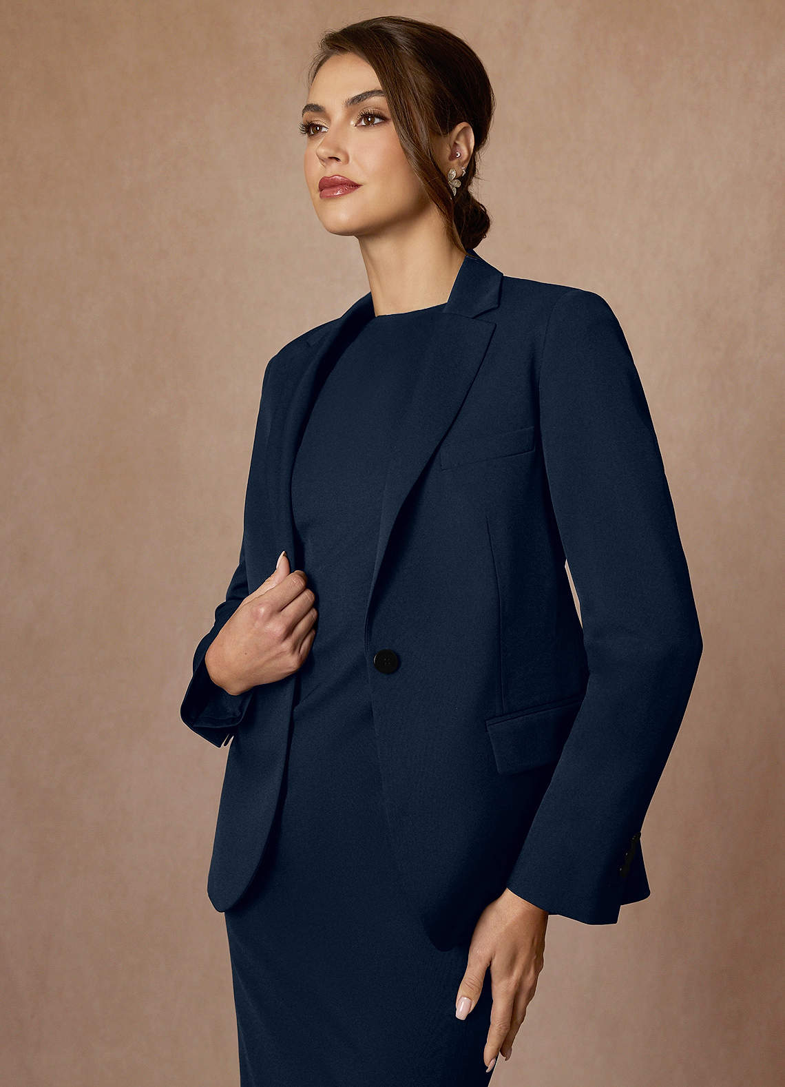 front Kennedy Dark Navy Structured Stretch Dress
