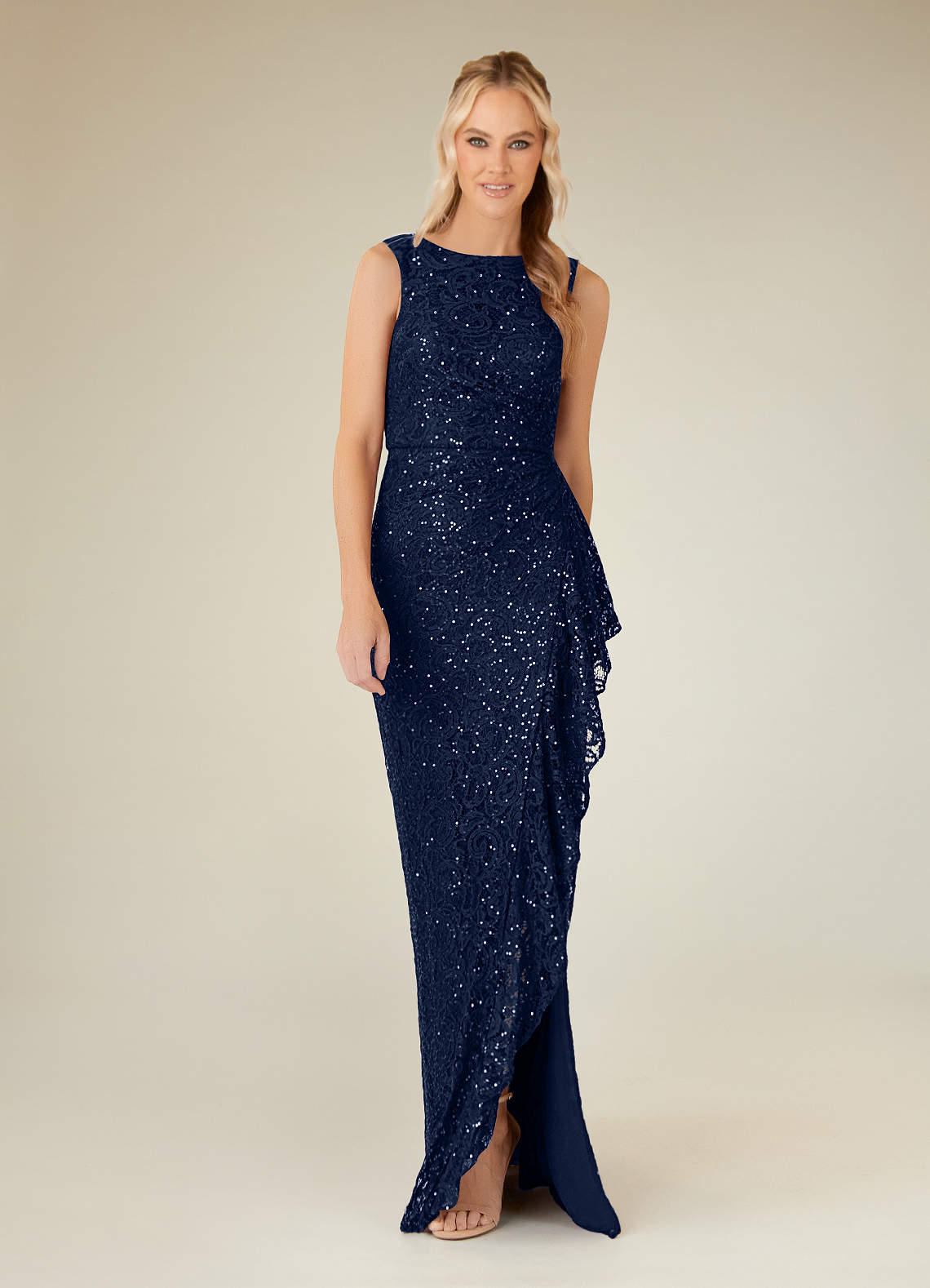 Azazie Eleanora Mother of the Bride Dresses Dark Navy Sheath Sequins Lace Dress image1