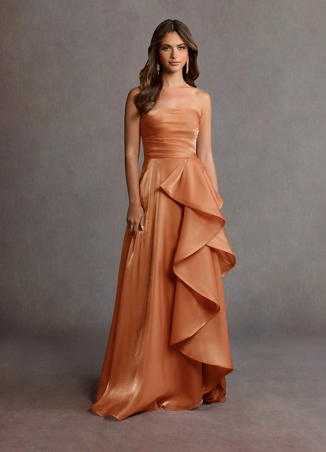 Enya Burnt Orange Handkerchief Gown | Azazie