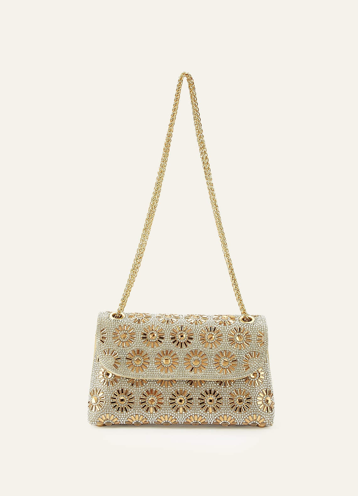 front Rhinestone Sunburst Shoulder Bag