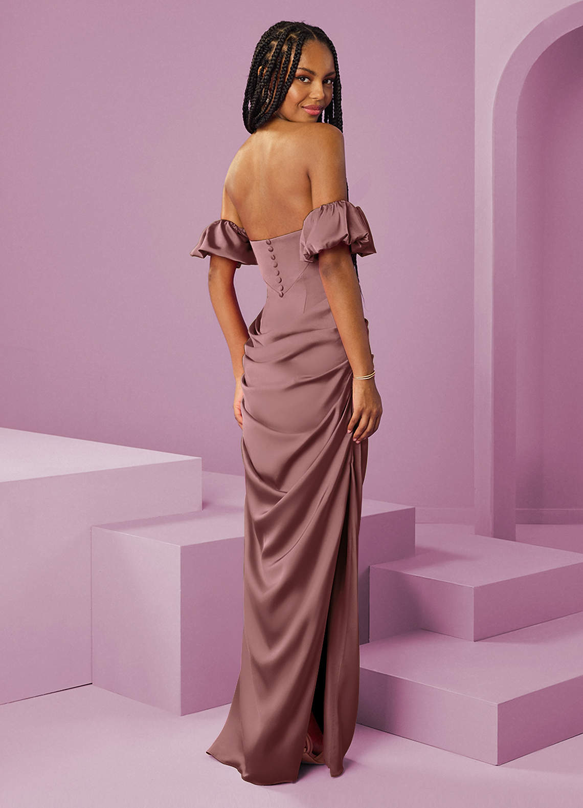 mauve dress long sleeve Paige Mini / L Sheer Mesh Sleeves Mauve Velvet Wrap Dress: long