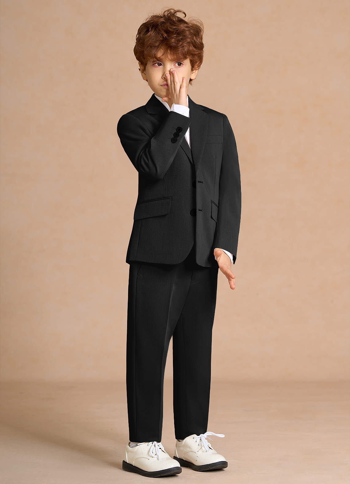 front Oliver Black Boys 2-Piece Suit