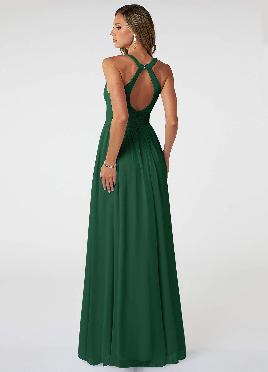 casual mermaid dress Two Pieces Ruched Bust Pleated Backless Long Prom With S Black and white Formal knee-high boots friendly dress Color:Jungle Green