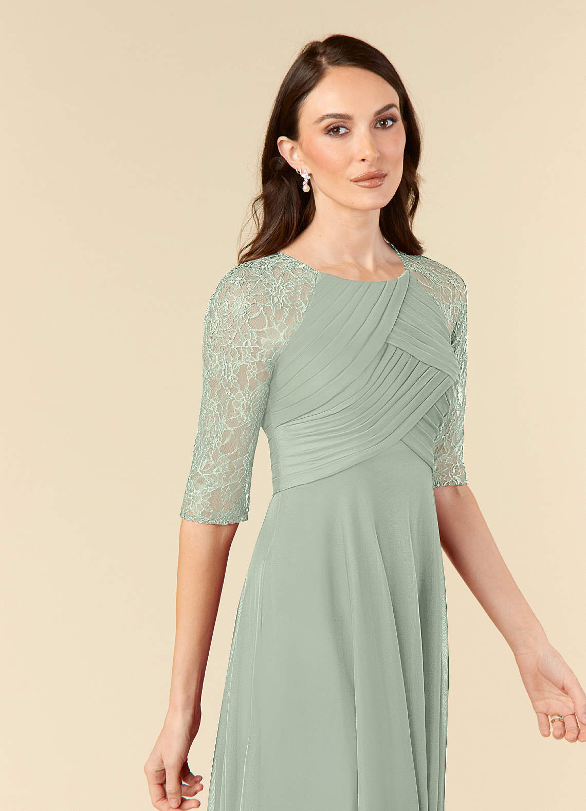 Dusty Sage Azazie Gracelyn Dusty Sage A Line Lace Dress Azazie