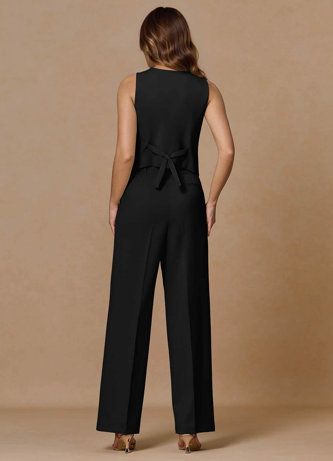 front Rowan 검은색 정교한 직조 기술로 제작된 기능성 투피스 정장