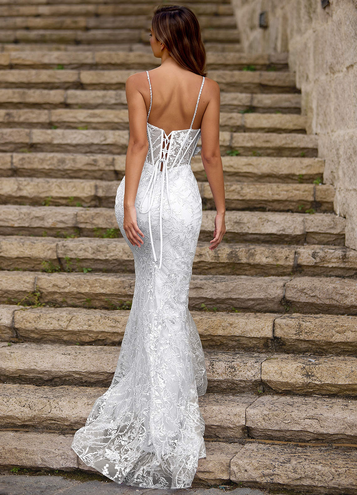 white backless prom dress V Neck Backless Elastic Satin Beading White Long Prom Dresses main image 0