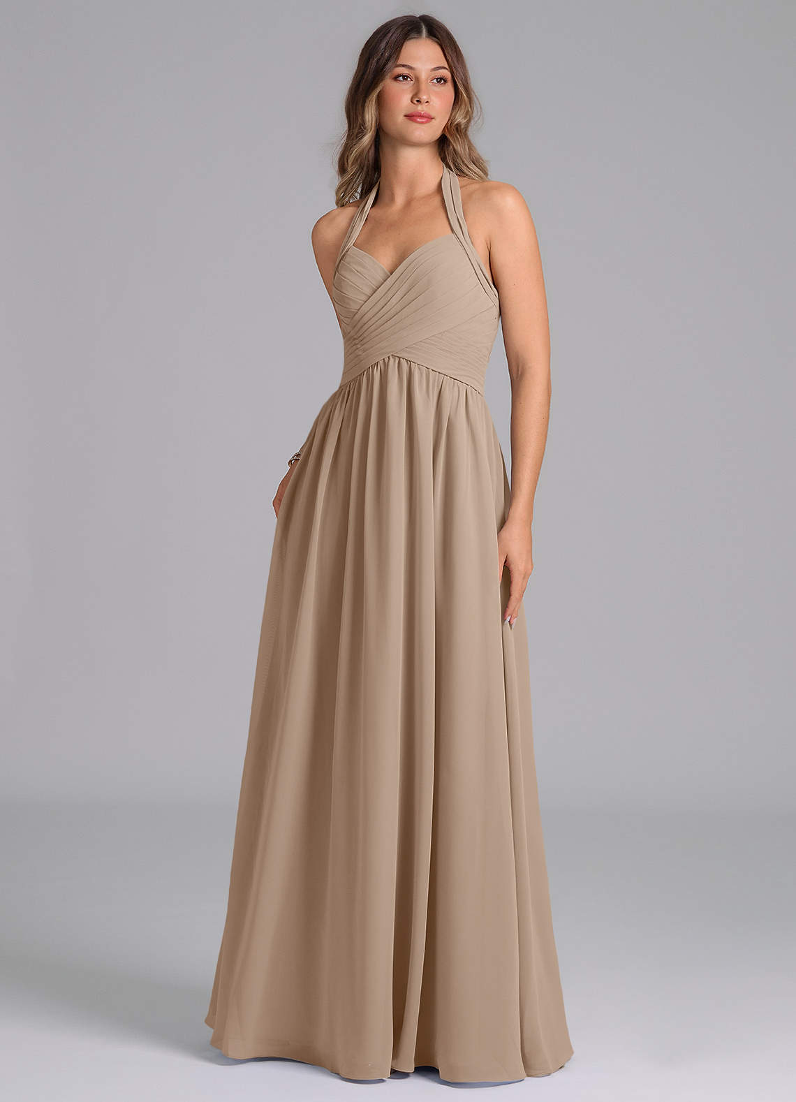 Azazie Darlyn Brudtärnklänningar Klänning av A-Linje i Chiffong Sweetheart halsringning Taupe image1