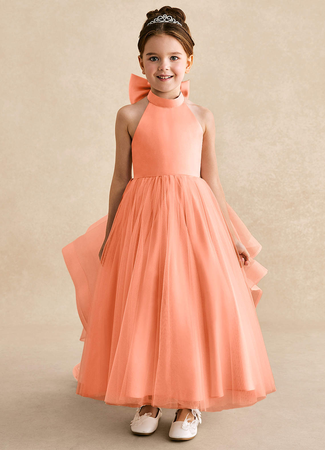Azazie Bev Flower Girl Dresses Sunset A-Line Convertible Tulle Dress image2