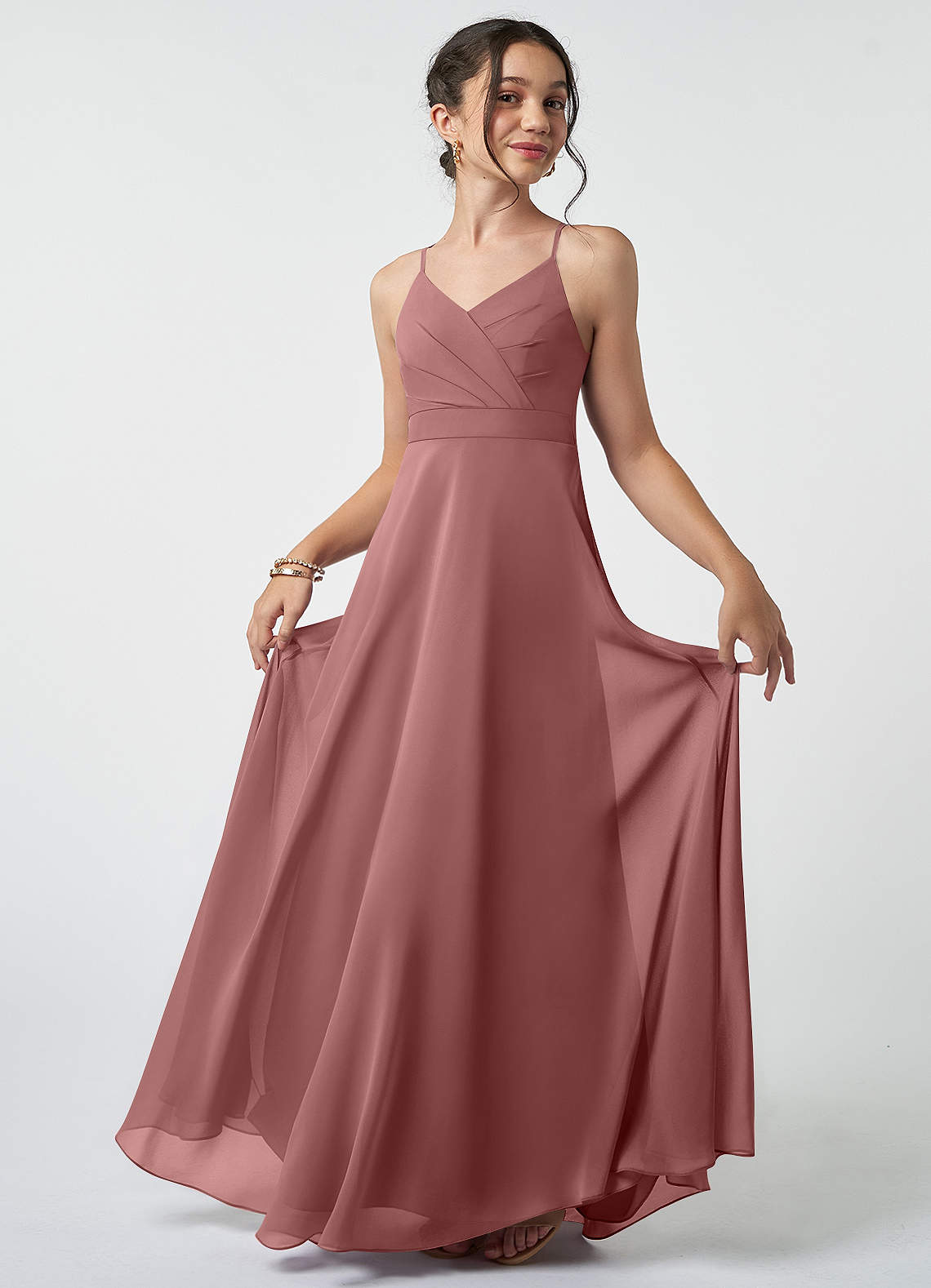 desert rose junior bridesmaid dresses BABARONI A-Line Bow Ruffle Junior Bridesmaid Dresses Pearl Pink, Pearl Pink / J4