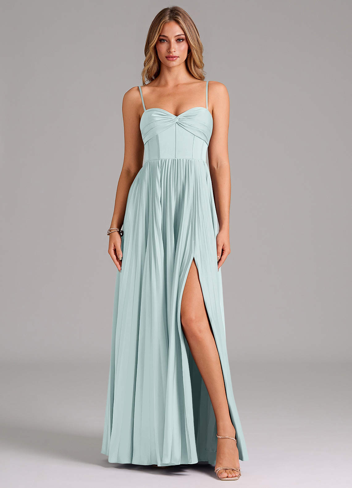 Azazie Tyla Bridesmaid Dresses Mist A-Line Sweetheart Neckline Stretch Satin Dress image1