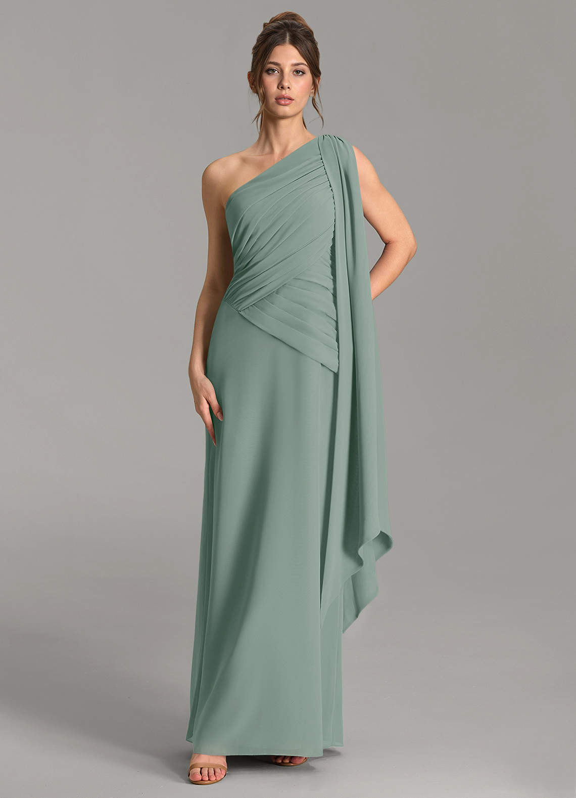 Azazie Ayra Silver Sage Chiffon Bridesmaid Dresses