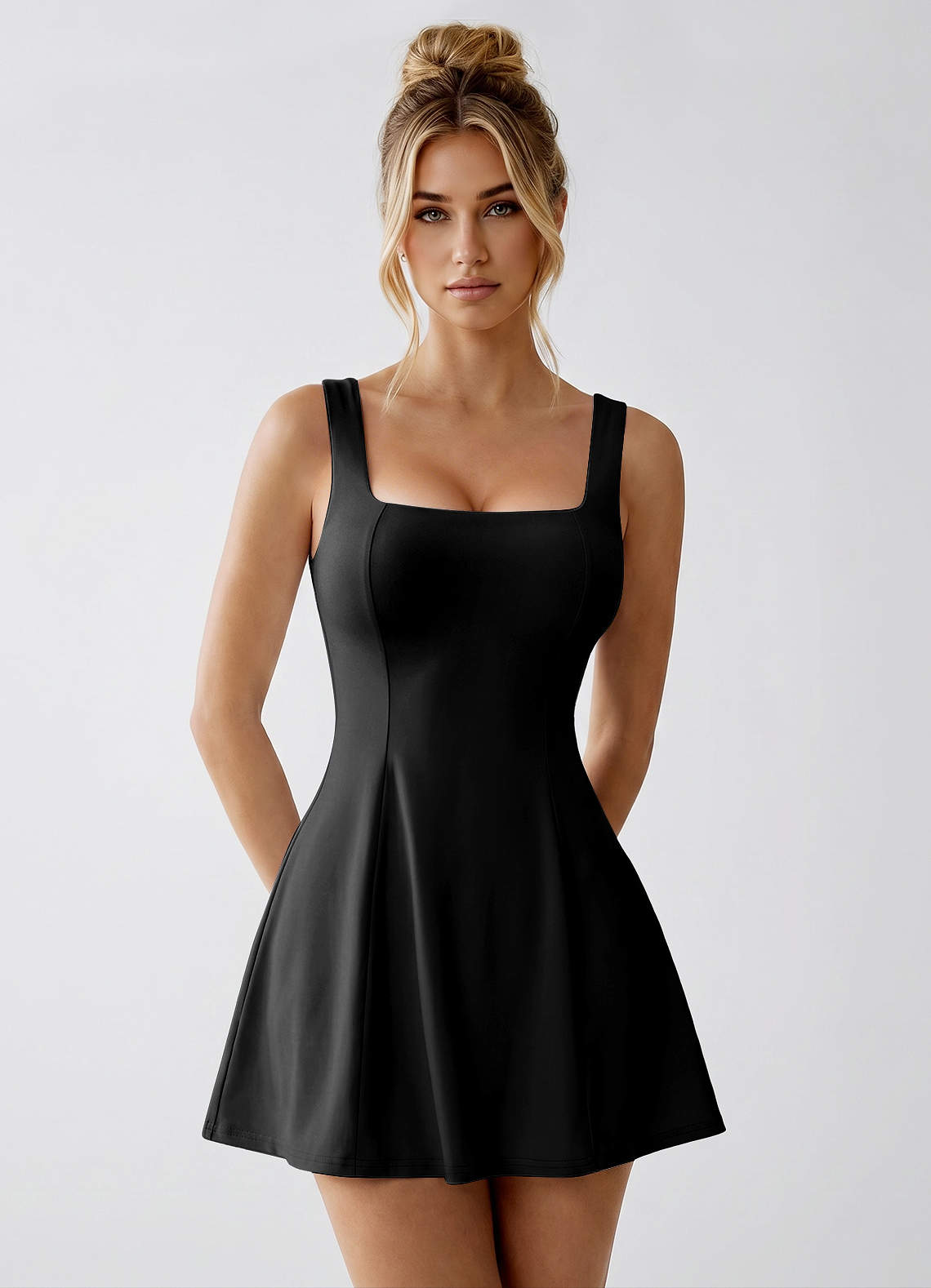 black stretch mini dress Azazie Mini Dresses A-Line Wedding Guest Formal Semi-Formal Dresses Strapless Black
