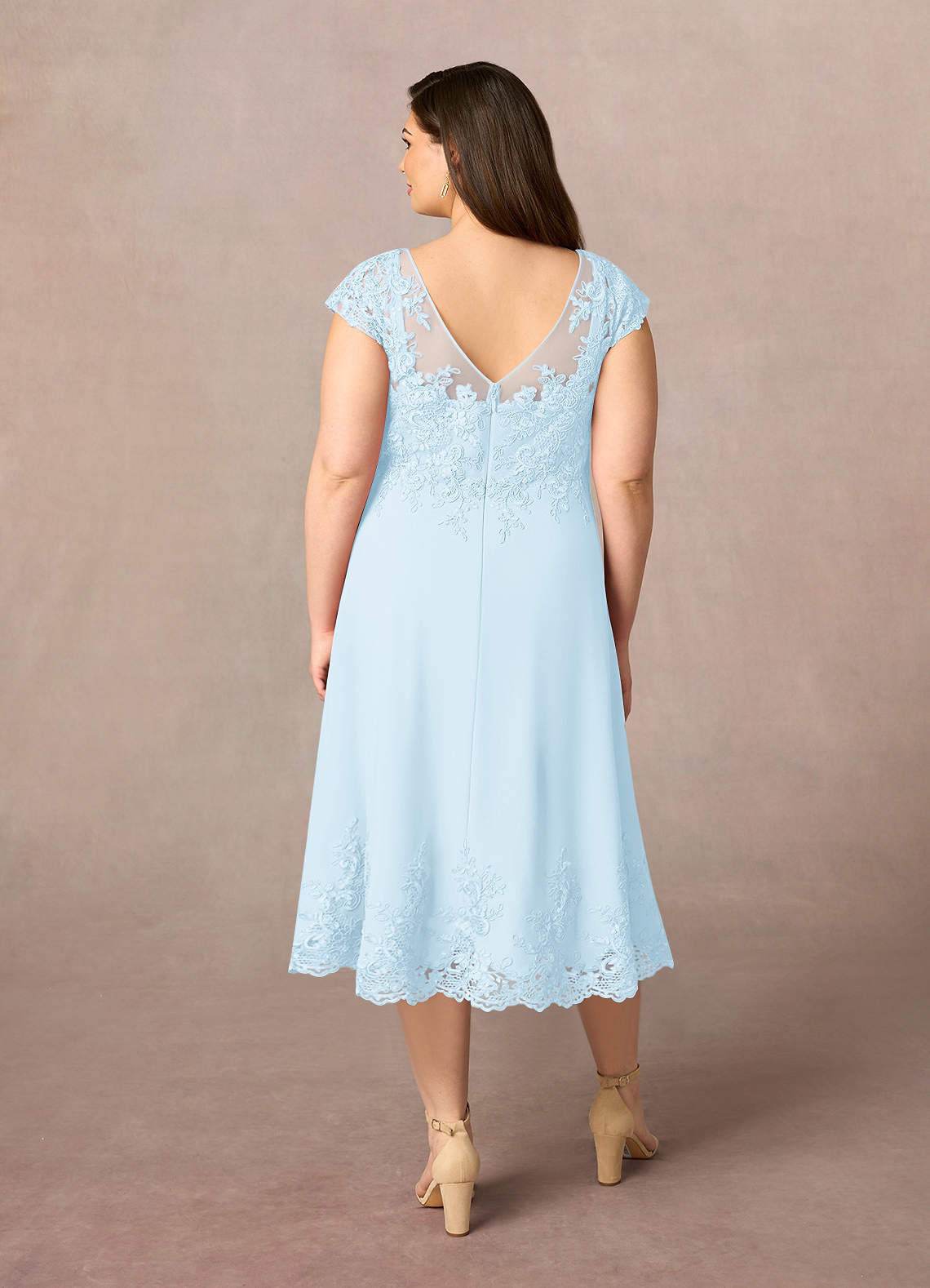 Azazie Terrano Mother of the Bride Dresses Sky Blue A-Line Scoop Lace Dress image7