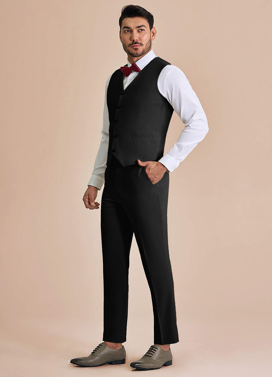 front William Black Comfort Blend Suit Vest