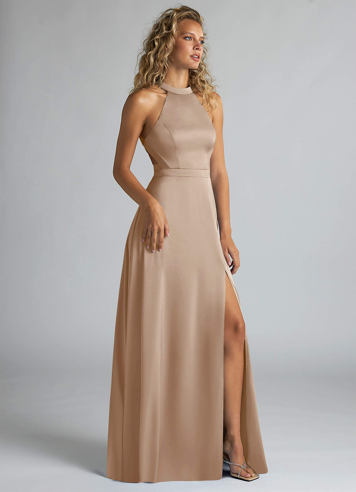 high waisted bridesmaid dresses A-Line Floor Length Chiffon Bridesmaid Dress COCOMELODY CB0706, Lake Blue