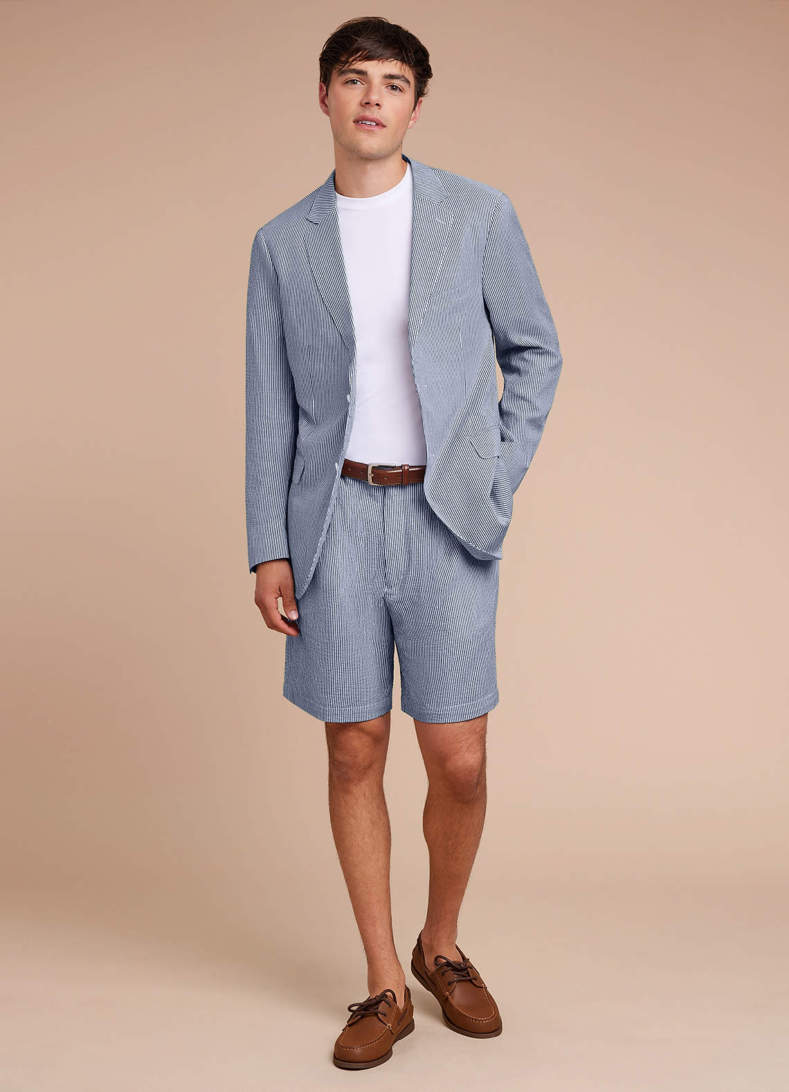 front Gavin Pantalones cortos de seersucker a rayas