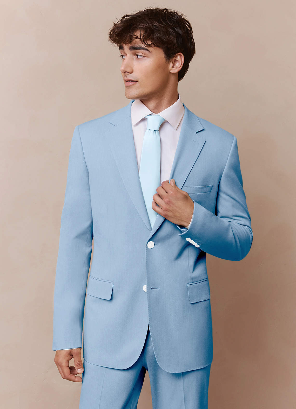 front James Sky Blue Structured Stretch Suit Jacket
