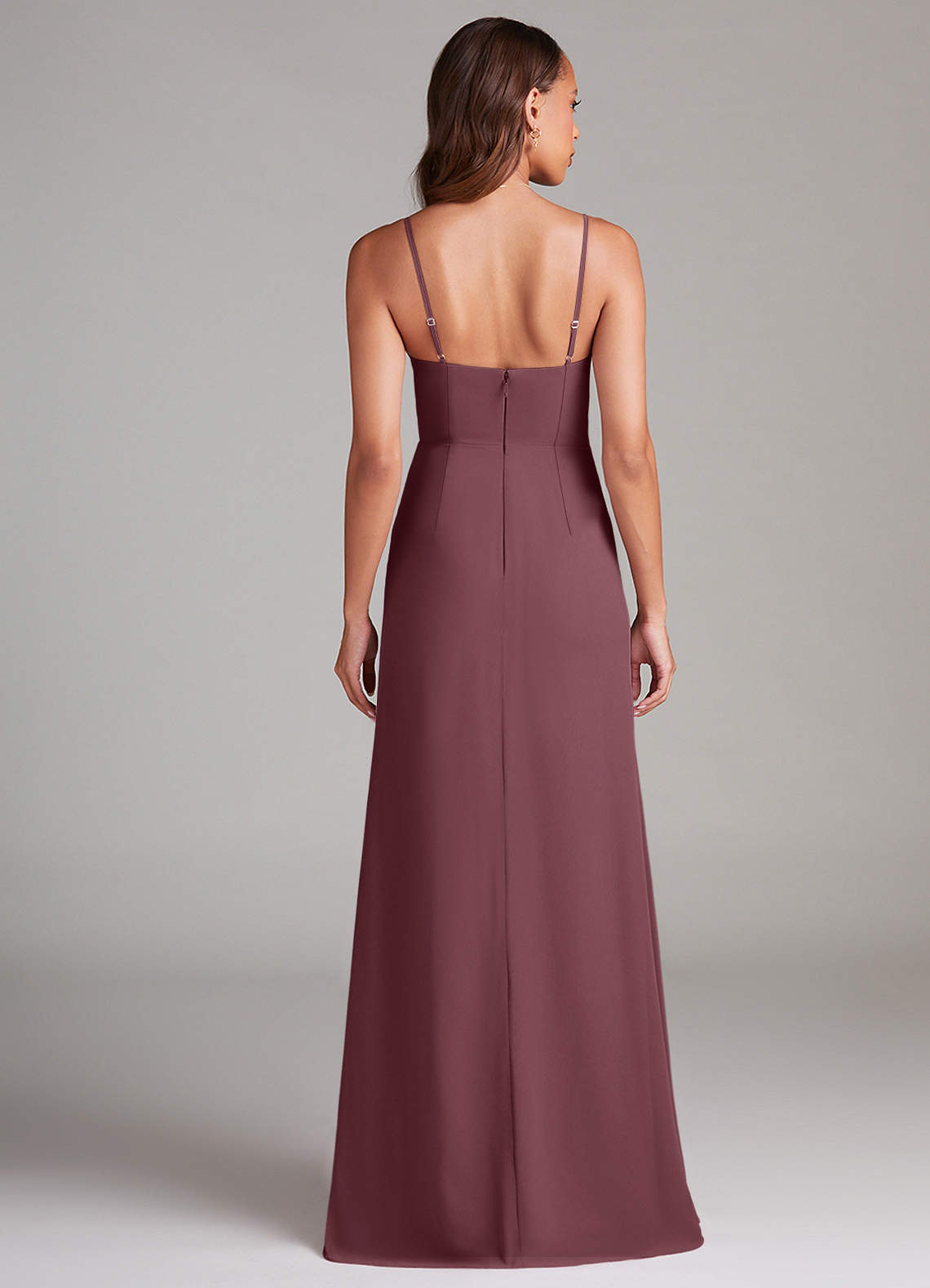 Azazie Sheath V-Neck Floor-Length Chiffon Bridesmaid Dresses - Sangria Azazie Sheath V-Neck Floor-Length Chiffon Bridesmaid Dresses - Sangria