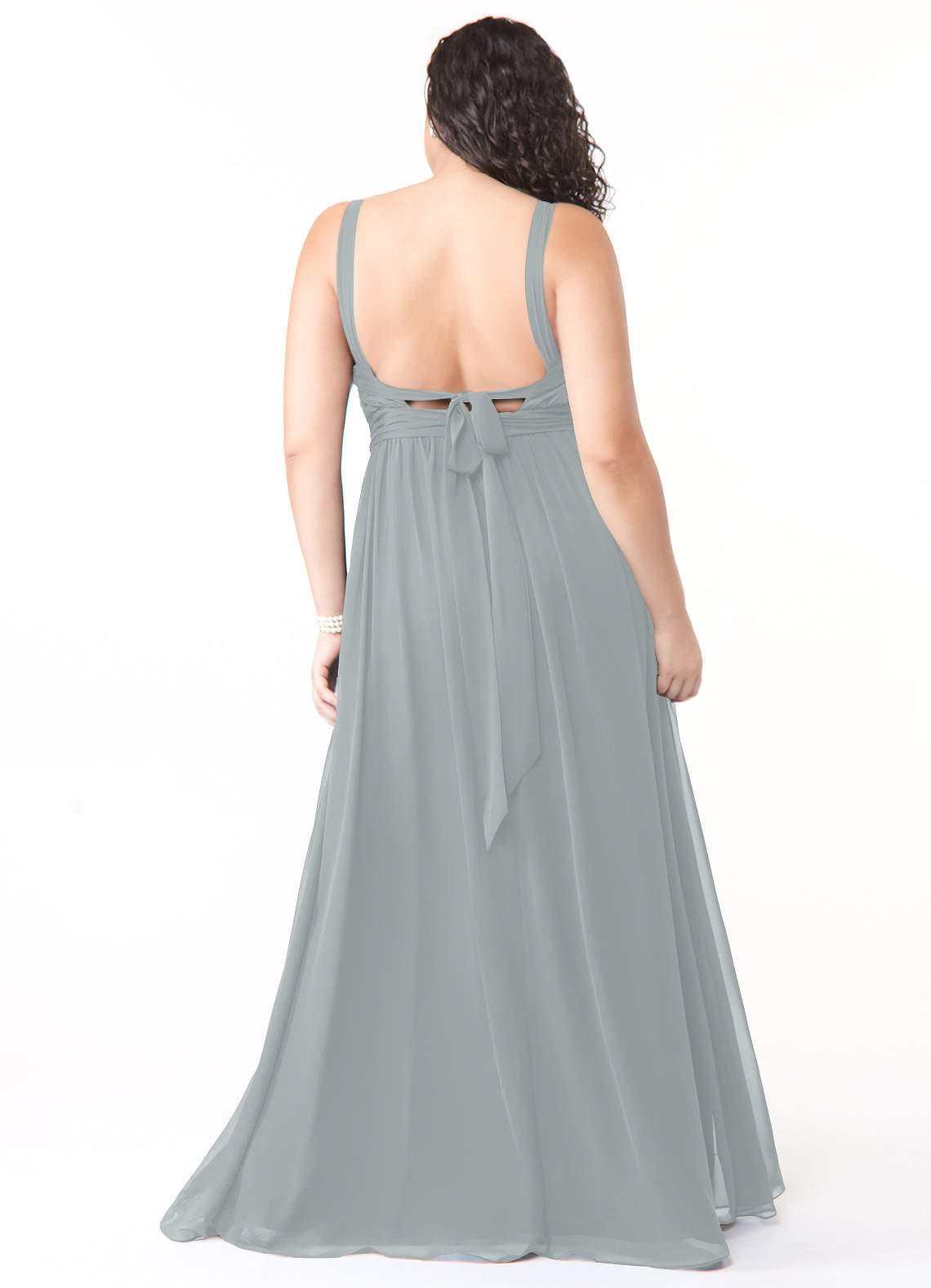 dolphin grey bridesmaid dresses [Final Sale] Dolphin Grey Lace Open Back Floor Length Silky Chiffon Formal Evening Mother Dress Dolphin Grey / 2X / N24