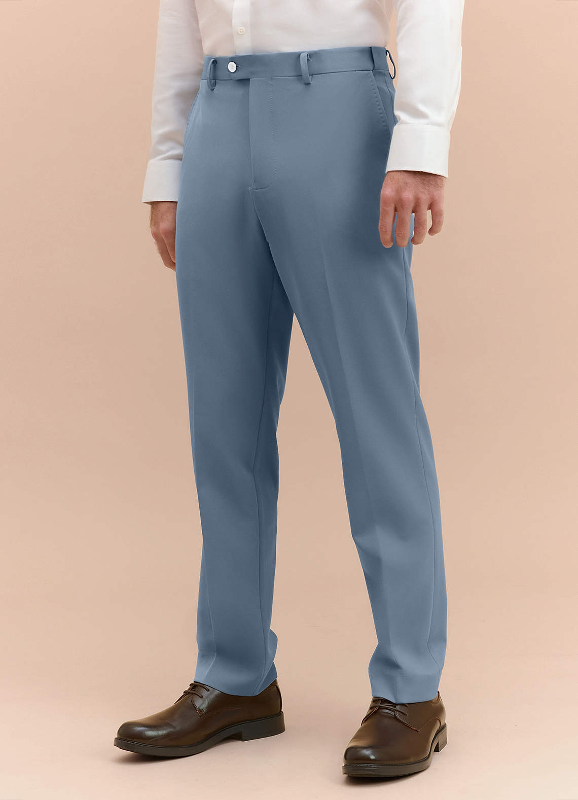 front James Dusty Blue Structured Stretch Dress Pants