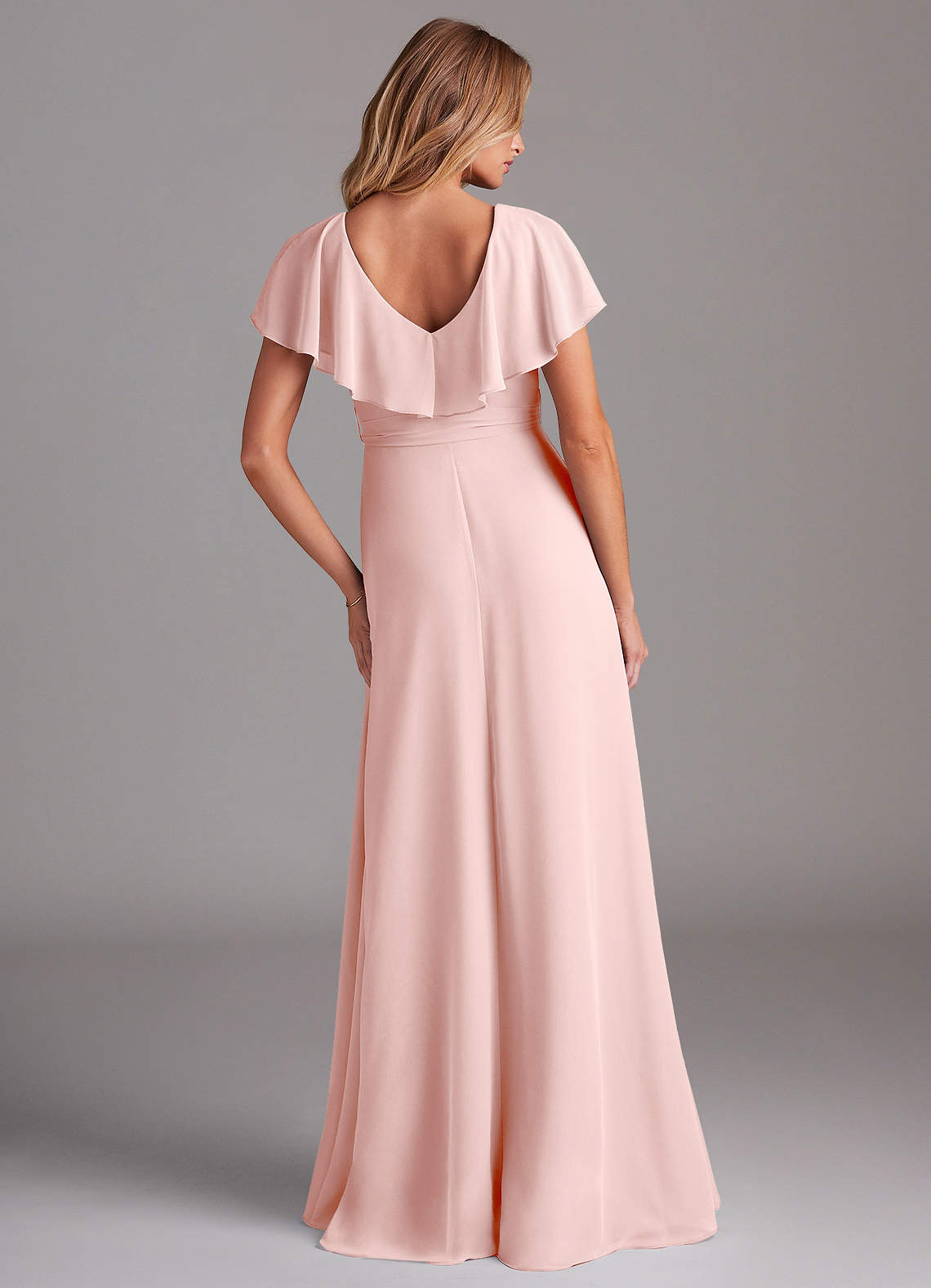 Azazie Lainey Brudtärnklänningar Klä av A-Linje i Chiffong med fickor Puderrosa image6