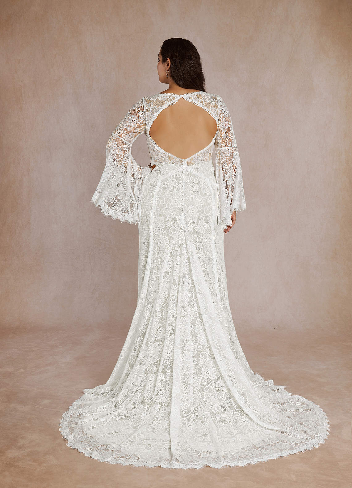 Azazie Hayes Wedding Dresses Diamond White Mermaid V-Neck Lace Dress image9