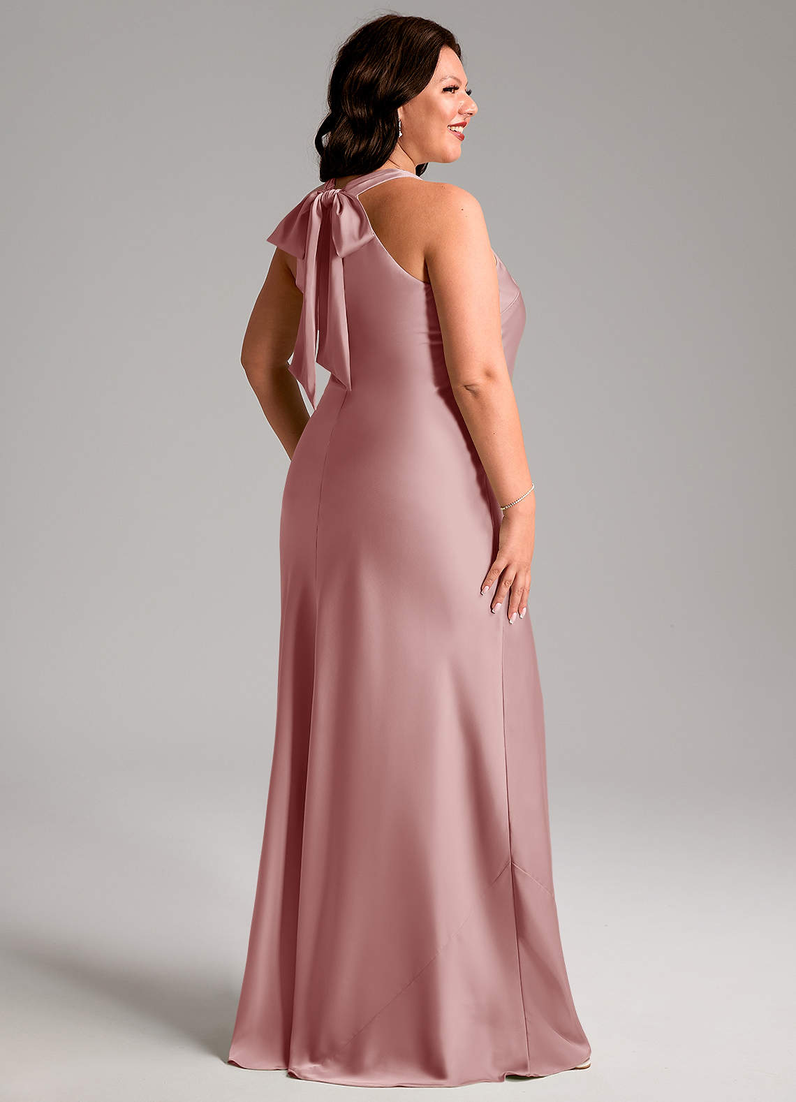 Azazie Doretta Bridesmaid Dresses Dusty Rose Mermaid Pleated Stretch Satin Dress image6