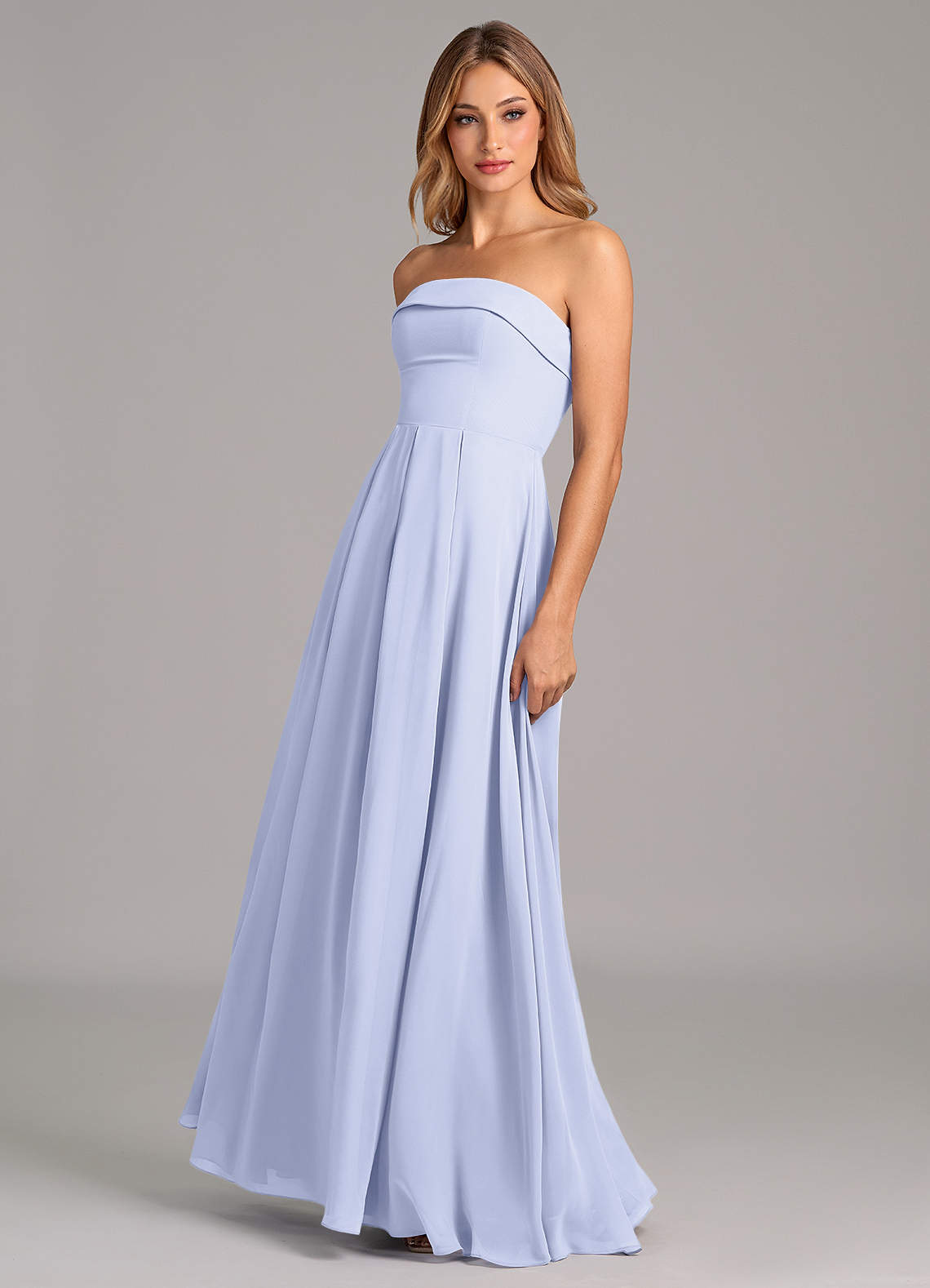 Azazie A-Line Strapless Floor-Length Chiffon Bridesmaid Dresses - Lavender