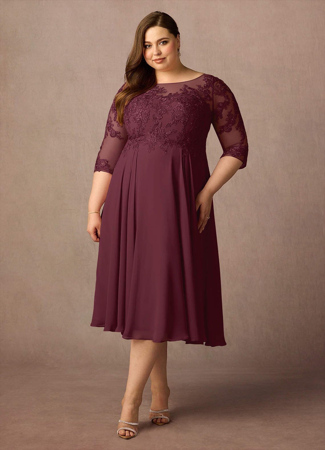 Azazie Marge Mother of the Bride Dresses Cabernet A-Line Scoop Lace Chiffon Dress image5