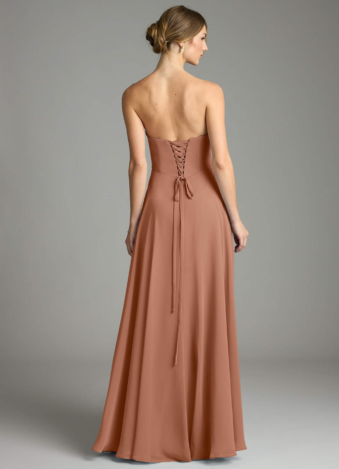 Azazie Ayla Abiti da Damigella Abito A-Line in Chiffon Scollo a Cuore Bronzo image3