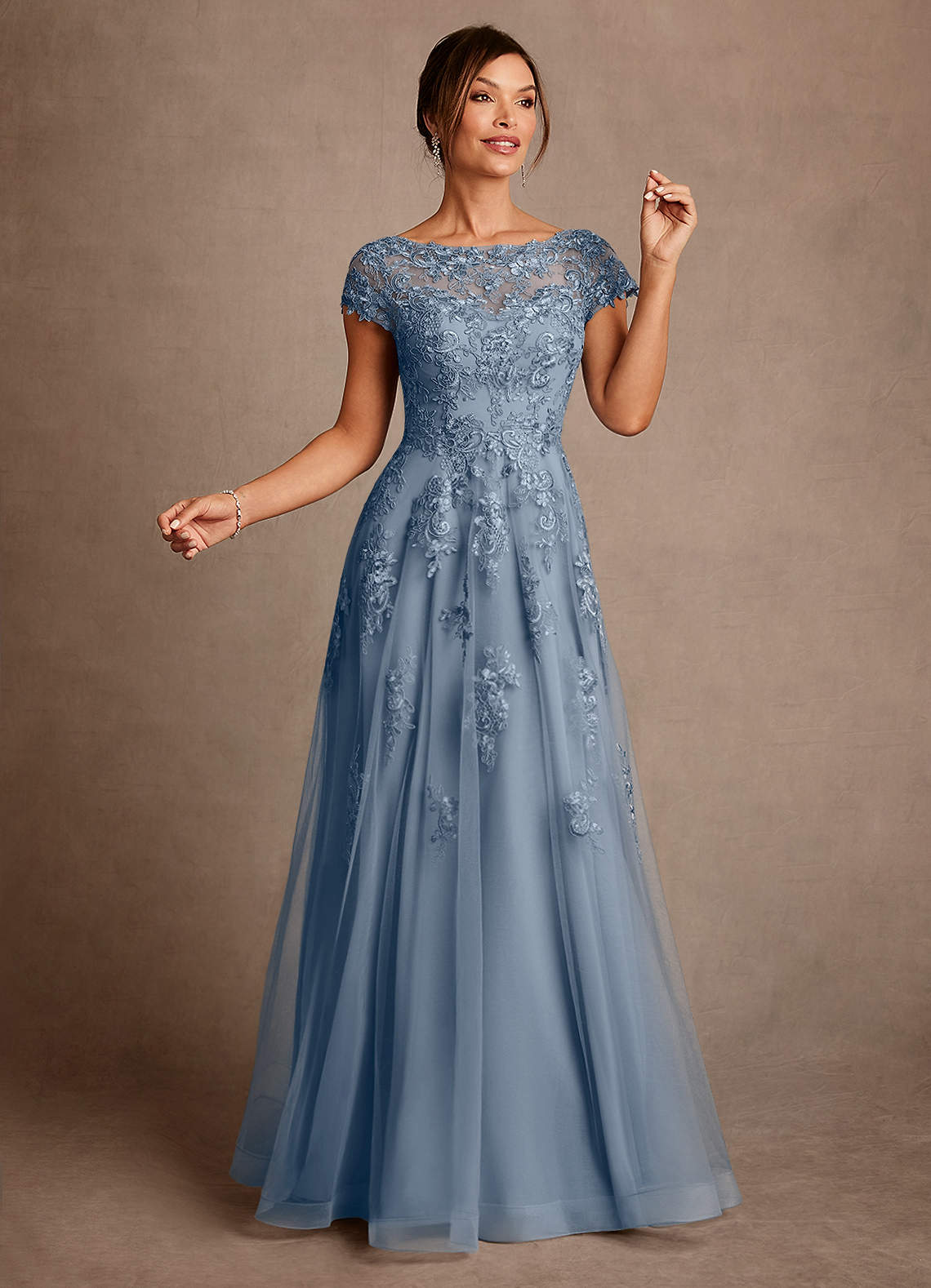 Azazie Jalinda Mother of the Bride Dresses Twilight A-Line Lace Chiffon Dress image2