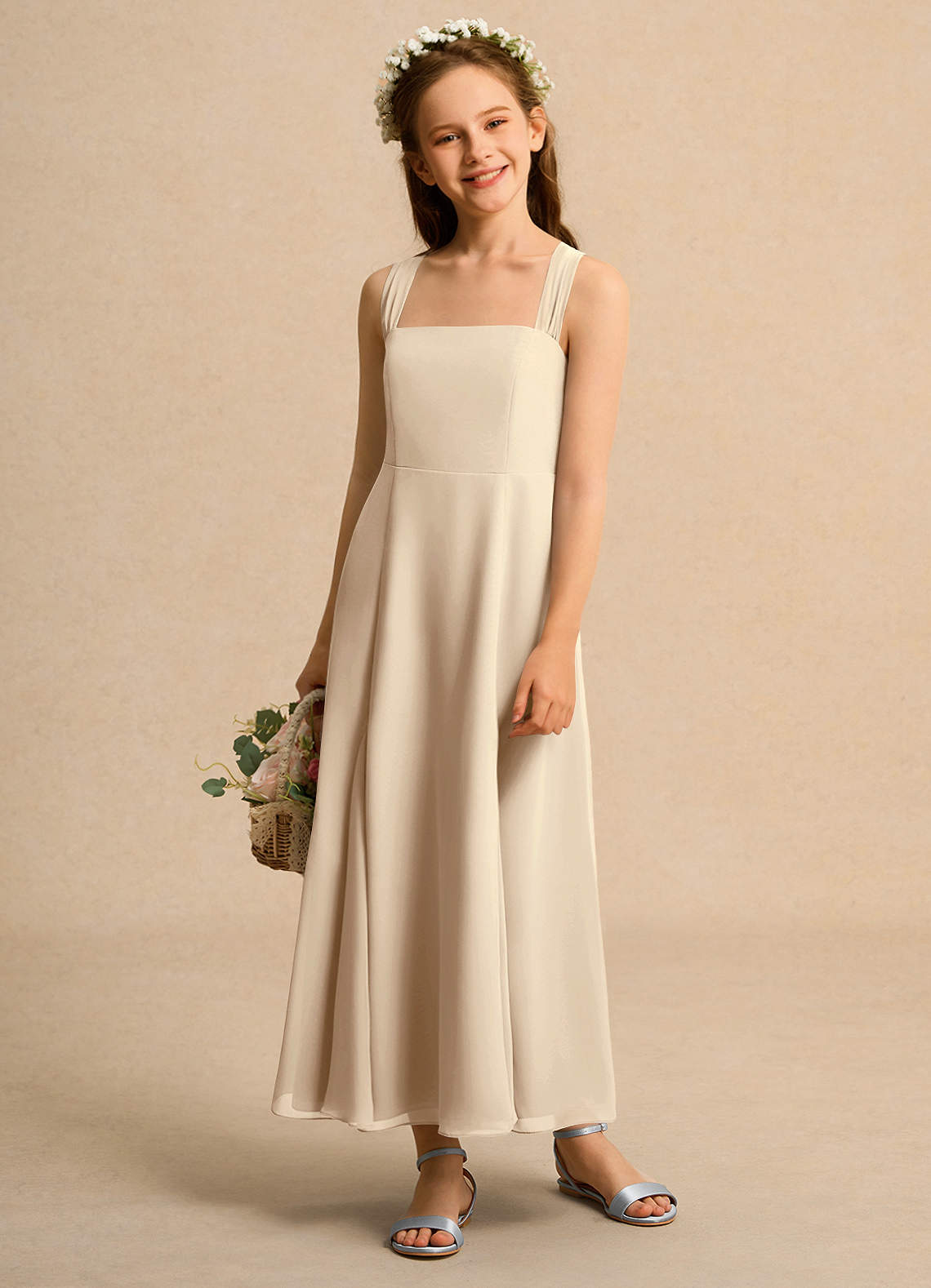 Azazie Tater Girl Flower Girl Klänningar Klä A-Line i Chiffong Plisserad image1