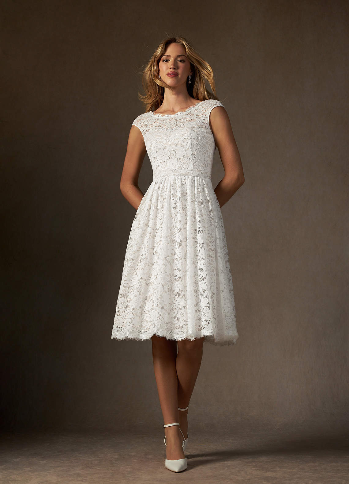 Azazie Ginnie Diamond White A-Line Lace Dress | Azazie Azazie Ginnie Diamond White A-Line Lace Dress | Azazie