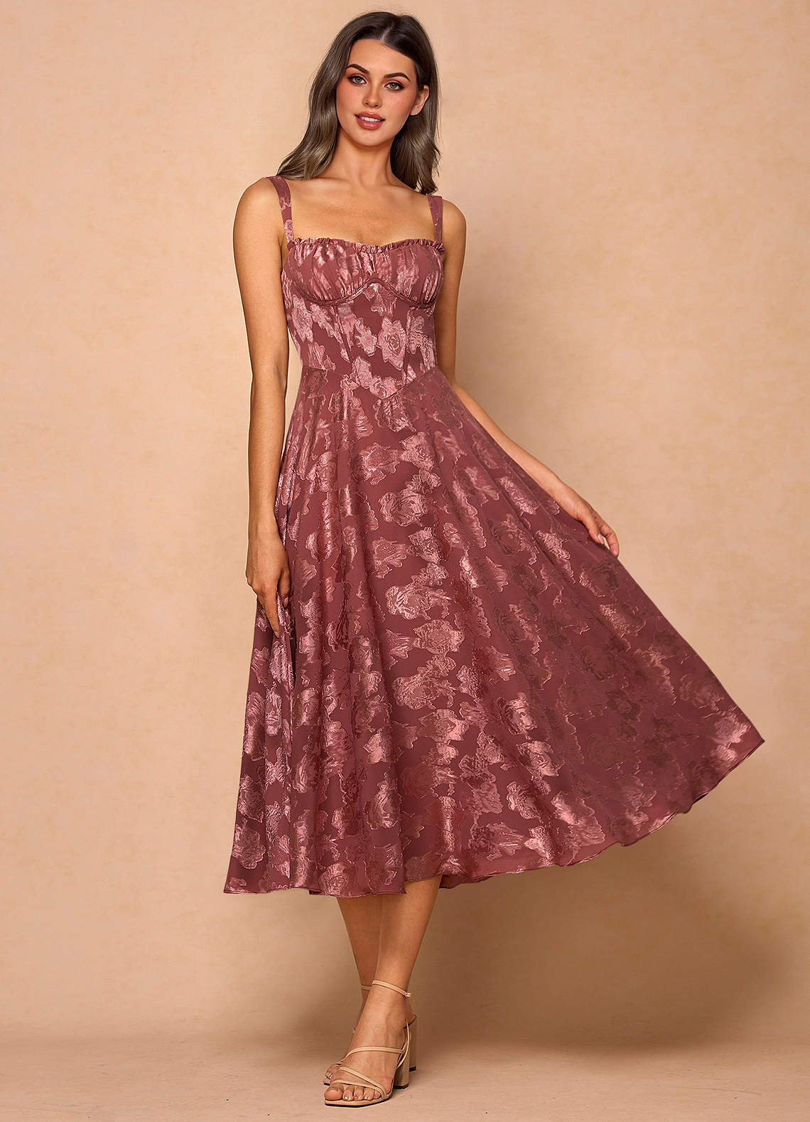 Sylvie Vintage Rose Midi Dress | Azazie