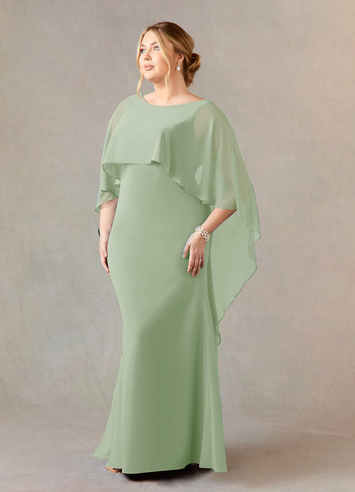 Azazie Dion Mother of the Bride Dresses Dusty Sage Sheath Scoop Stretch Crepe Dress image9