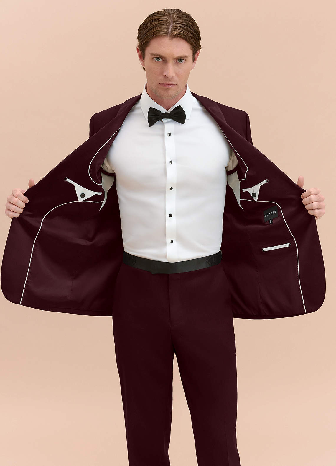 front Winston Borgogna Giacca da smoking con revers a scialle