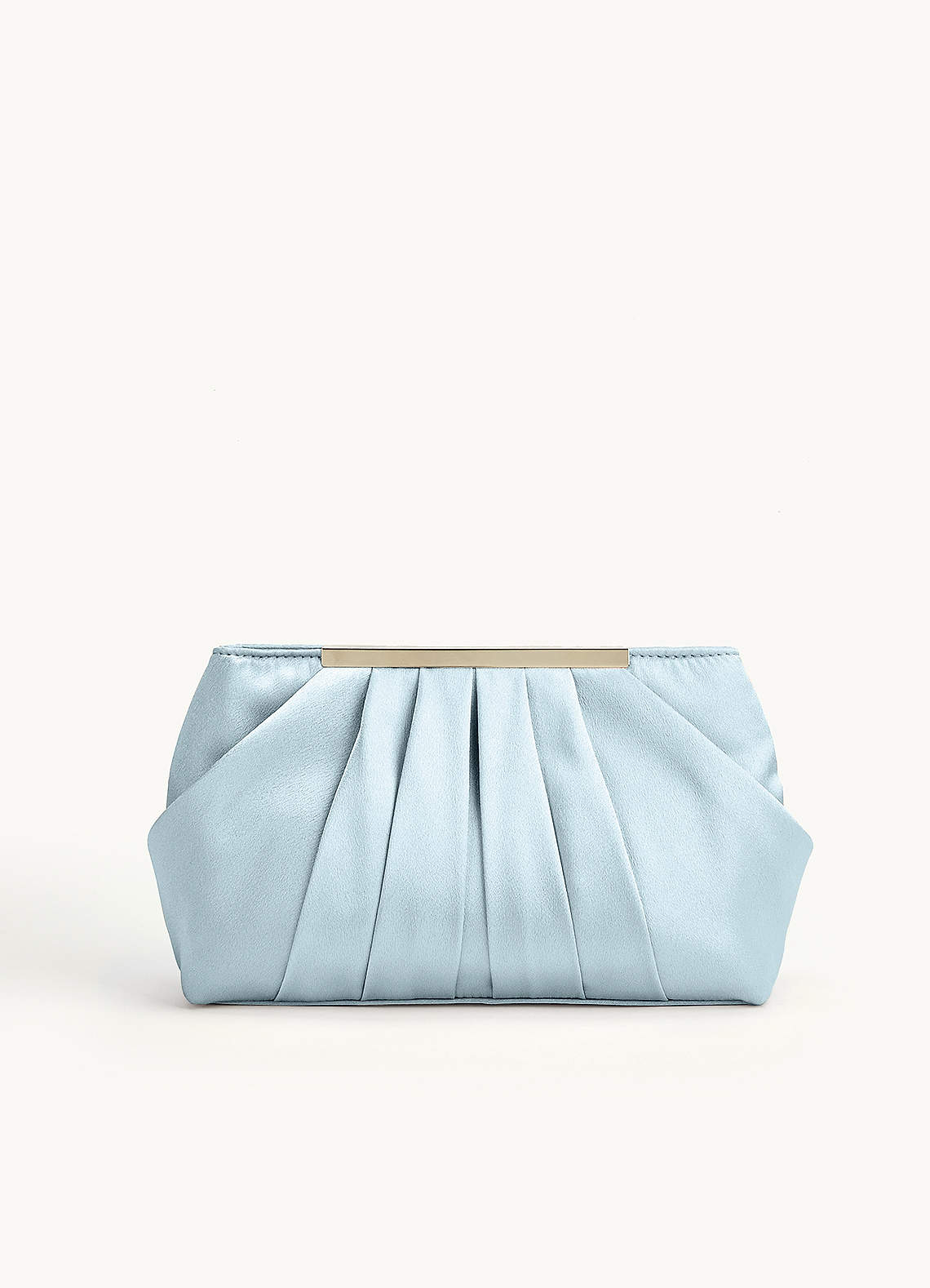 front Matching Color Metallic Satin Pleated Clutch