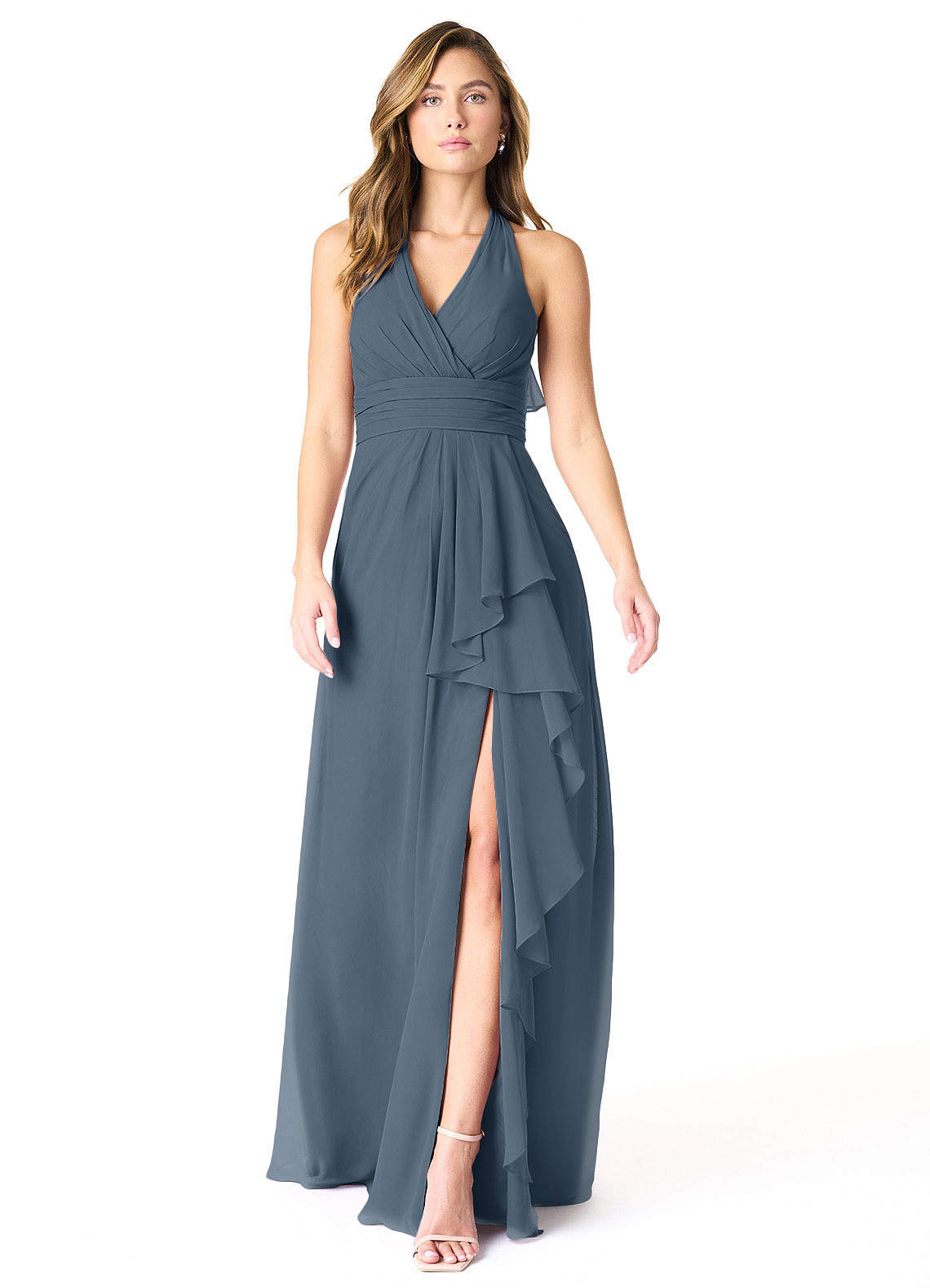 Azazie Aviv Bridesmaid Dresses Neptune A-Line Pleated Chiffon Dress image1