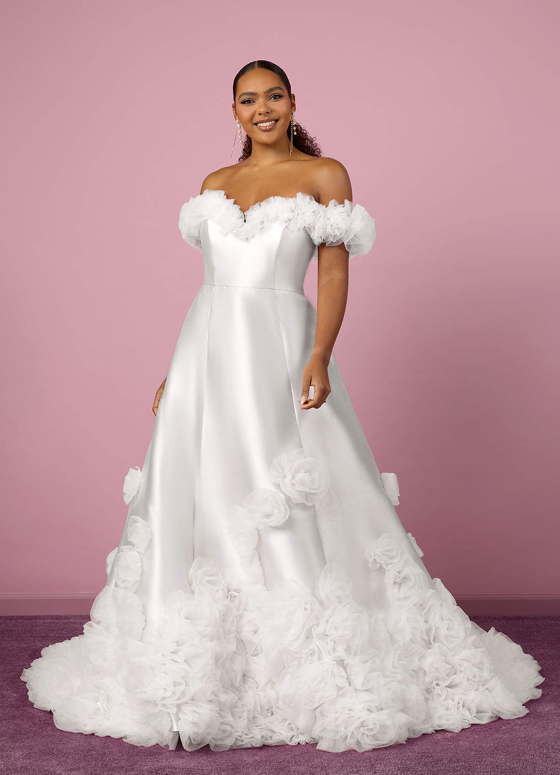 Barbie ♥ Azazie Wedding Dresses Ball-Gown Off the Shoulder Mikado Chapel Train Dress image2