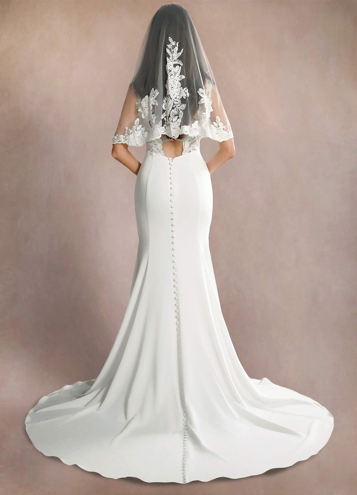 front Charity Lace Elbow Veil