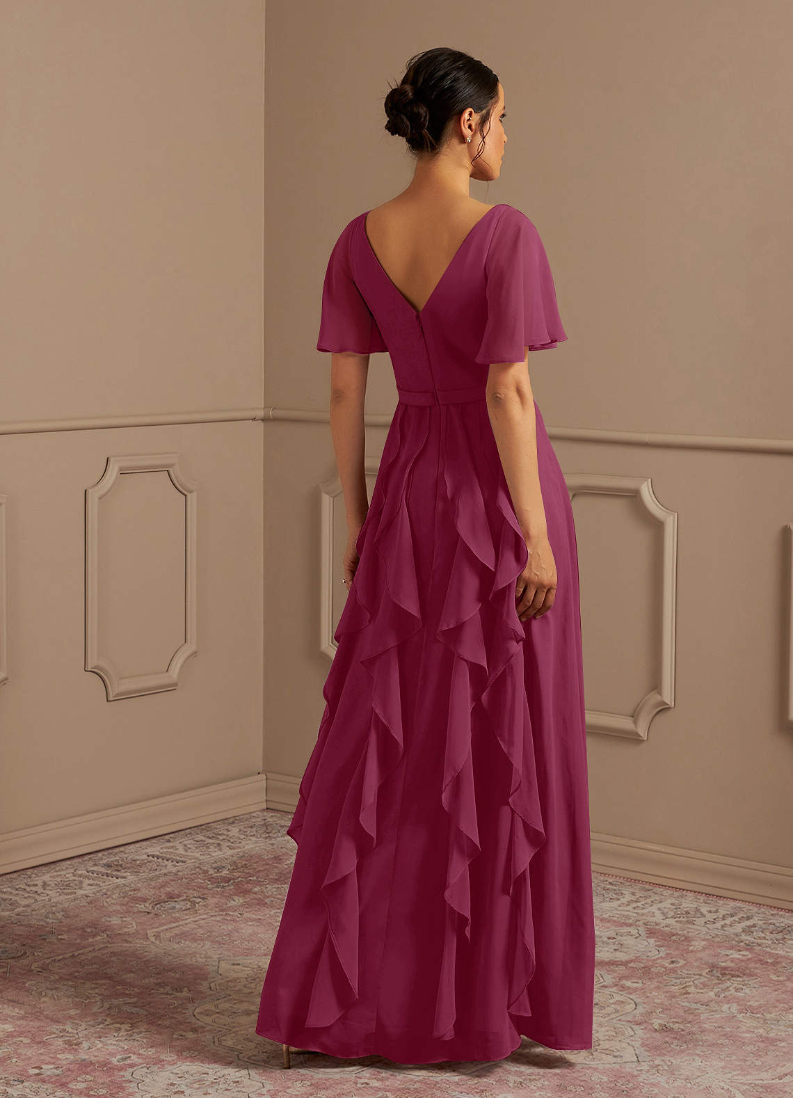 Azazie Watson Mother of the Bride Dresses A-Line V-Neck Chiffon Floor-Length Dress image1