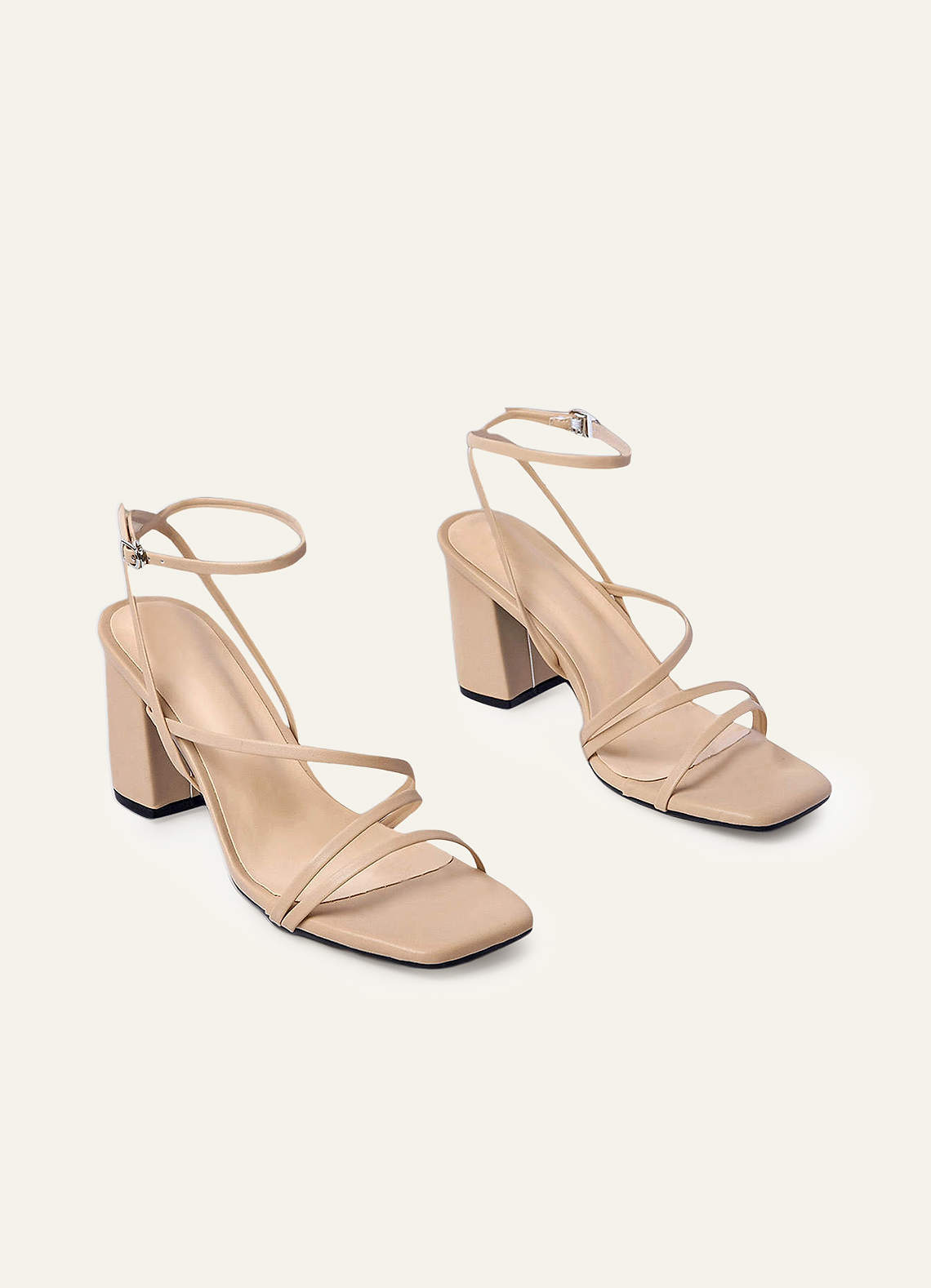 front Ankle Strap Block Heel Sandals